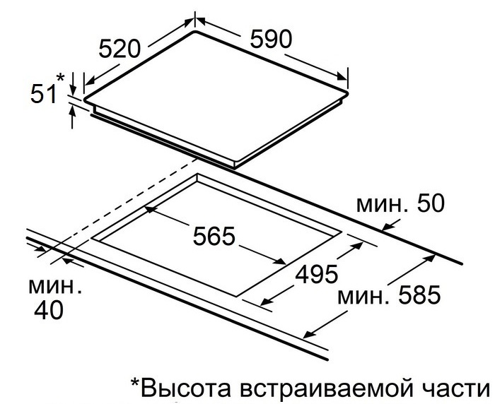 Схема встраивания Maunfeld CVI604SBEXWH Inverter